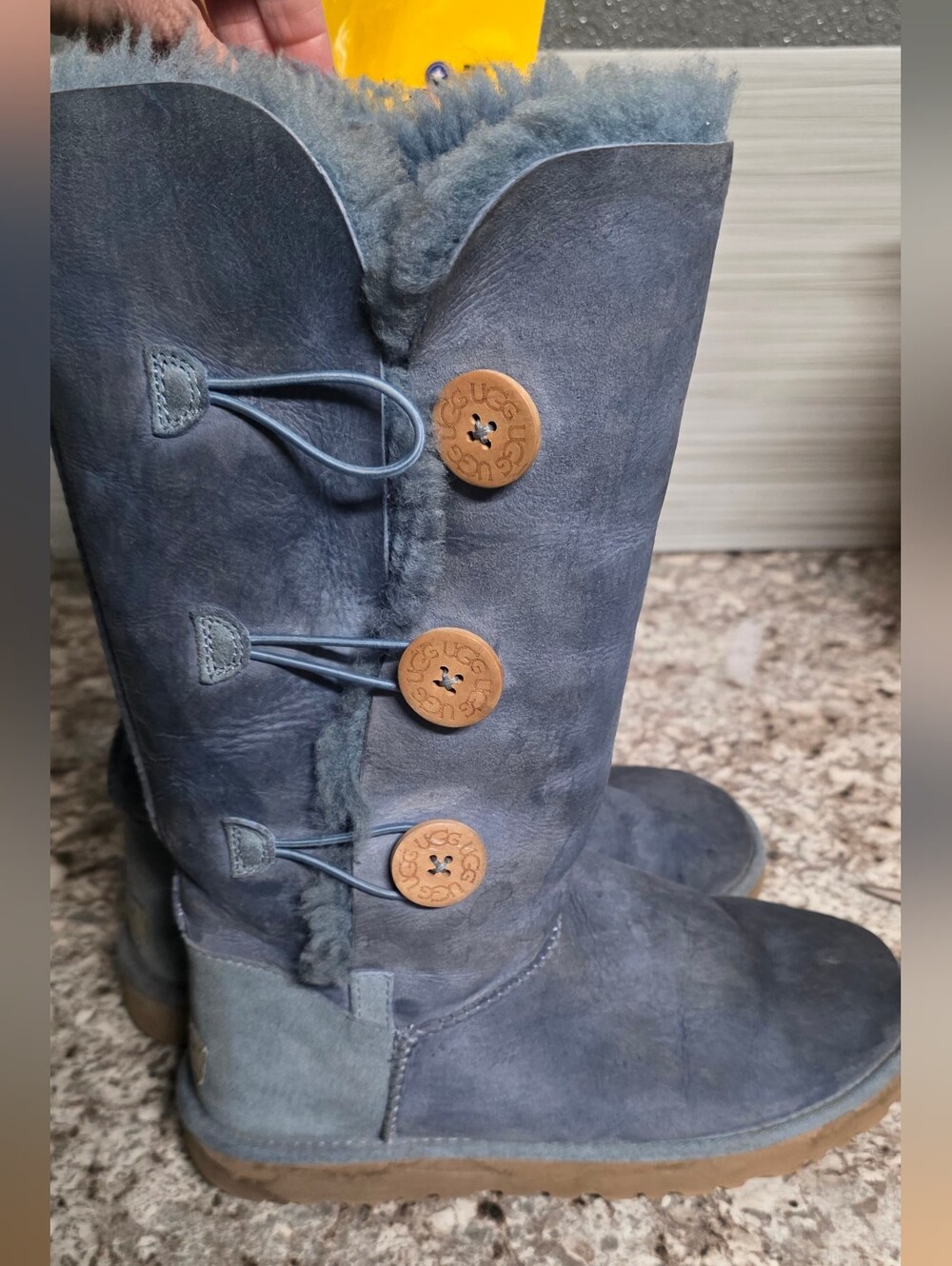 Women's UGG Tall Button Suede Boots in Slate Blue Sz 9 - Picture 3 of 6